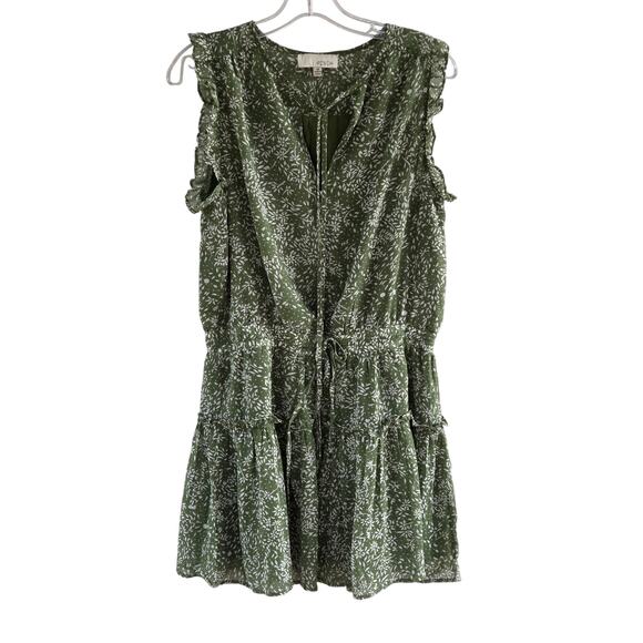 Pinch Sage Green Floral Tiered Midi Dress | Tie Neck Ruffle Sleeveless Boho M - Picture 1 of 8